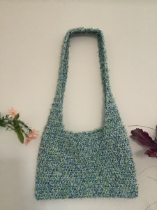 Purple Green Crocheted Tote Bag