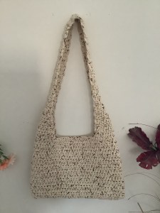 Beige Crocheted Tote Bag