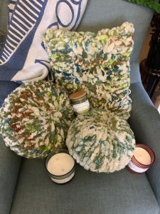 Green Tea Finger-knit Cushions